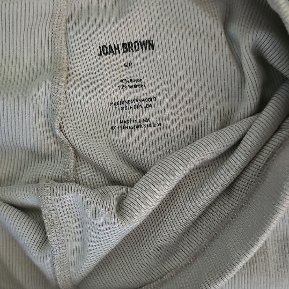 Joah Brown Ribbed Cream Relaxed Fit Shorts S/M - Picture 2 of 2